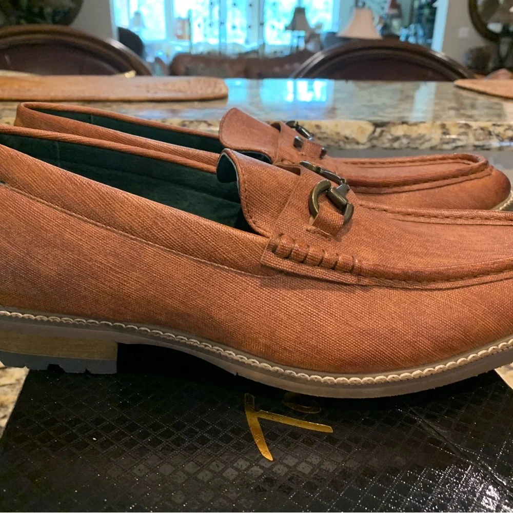 Todd Welsh Cognac Brown 101/2 loafers with Gold Hardware - Picture 3 of 7